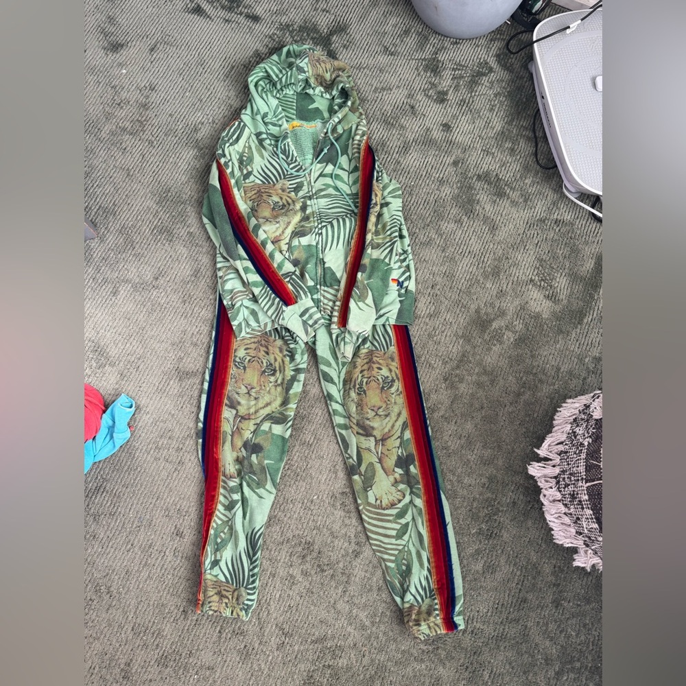 Aviator Nation🌈🐯 Tiger Jungle Zip Hoodie + Sweatpants Set (Small)🦁💕